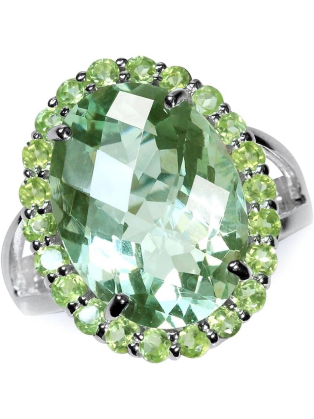 Stunning 18x13mm Genuine Gemstone Cocktail Ring in 925 Sterling Silver for Women